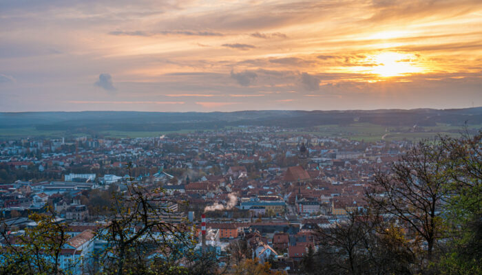 Panorama der Stadt Amberg, der Blick vom Mariahilfberg aus